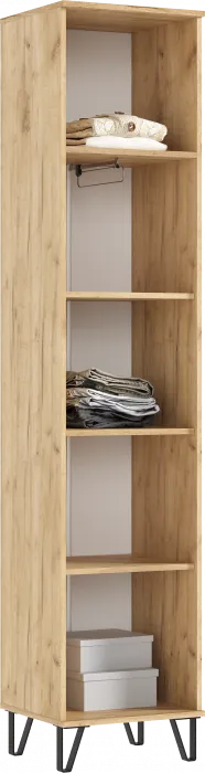 Флэш Прихожая Пенал закрытый (Браш Вайт, Дуб Крафт)