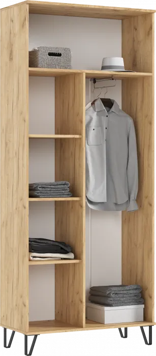 Флэш Прихожая Шкаф (Браш Вайт, Дуб Крафт)