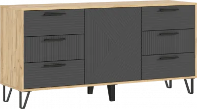 Флэш Комод 1500 браш графит/дуб крафт