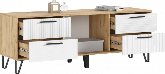 Флэш Тумба ТВ 1500 браш вайт/дуб крафт