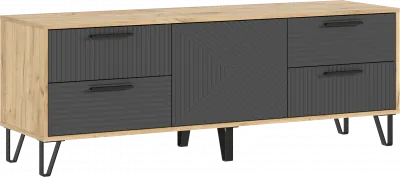 Флэш Тумба ТВ 1500 браш графит/дуб крафт