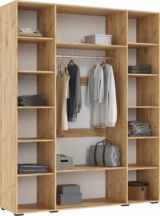 Флэш Шкаф 4-х ств. 1800 браш графит/дуб крафт