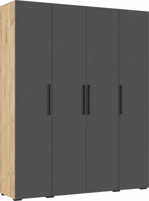 Флэш Шкаф 4-х ств. 1800 браш графит/дуб крафт