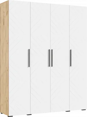 Флэш Шкаф 4-х ств. 1800 браш вайт/дуб крафт