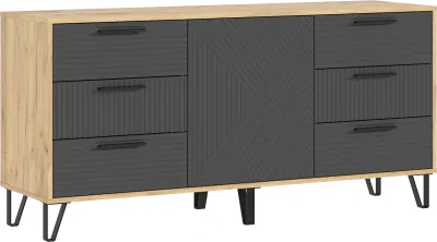Комод Флэш Браш Графит/Дуб Крафт (Дуб крафт/ Графит)