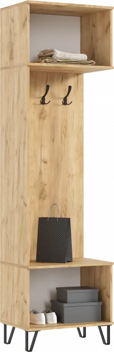 Флэш Прихожая Шкаф с вешалками (Браш Графит, Дуб Крафт)