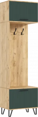 Флэш Прихожая Шкаф с вешалками (Браш Мени Грин, Дуб Крафт)
