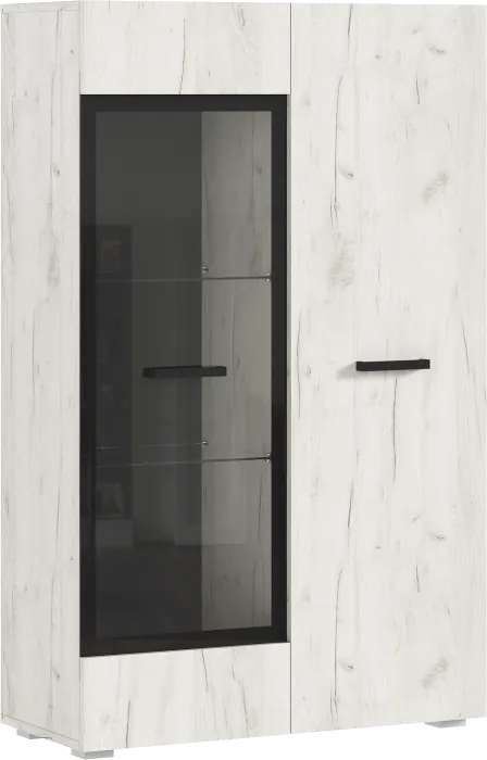 Нэнси NEW Шкаф-стекло ЛДСП, Дуб Крафт Белый