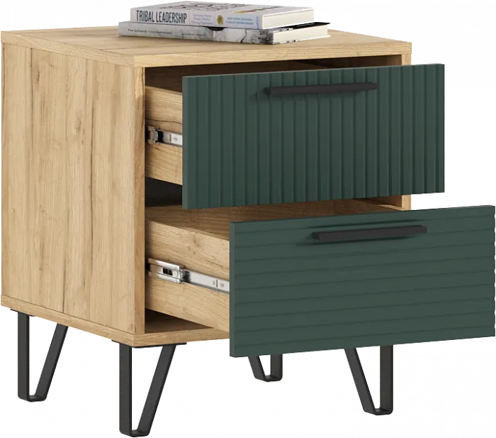 Флэш Тумбы прикроватные, браш мени грин/дуб крафт (2шт)