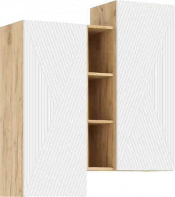 Флэш Шкаф подвесной комбинированный (Браш Вайт, Дуб Крафт)