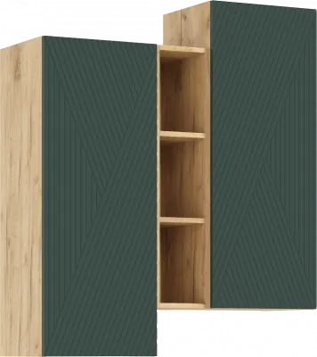 Флэш Шкаф подвесной комбинированный (Браш Мени Грин, Дуб Крафт)