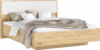 Флэш Кровать парящая с ортопедом дерево 160 с подсветкой, крафт/браш вайт