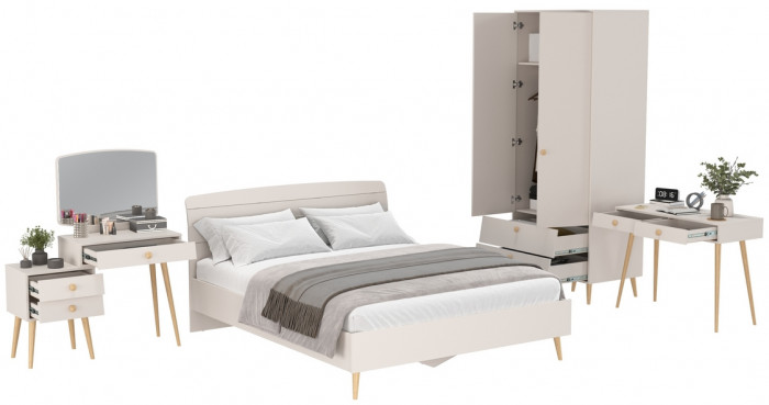 Афина Спальня 08-1600, цвет кашемир серый, сп.м. 1600х2000 мм., б/м, основание есть - фанера