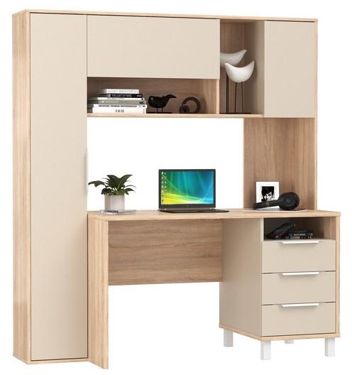 Стол компьютерный Комфорт 12.95N, цвет дуб сонома/сатин, ШхГхВ 162х60,3х180 см., НЕ универсальная сборка (Стол рабочий)