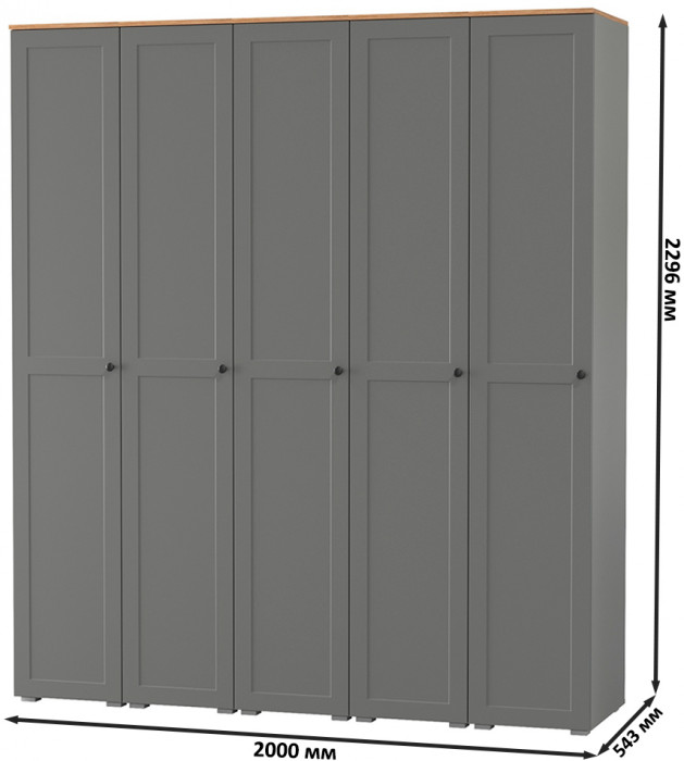 Остин 13.225 Шкаф-пенал 5 шт., цвет серый графит/дуб крафт золотой, ШхГхВ 200х54,3х229,6 см., универсальная сборка