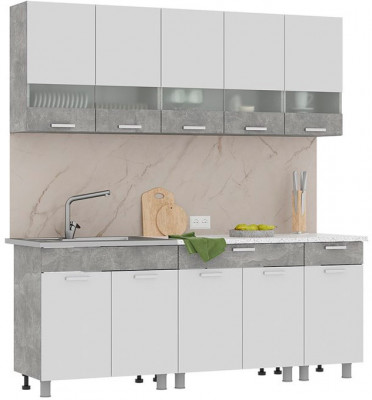 Кухня Денвер 2,0 Фасад БЕЛЫЙ/Корпус АТЕЛЬЕ СВЕТЛОЕ