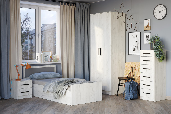 Кровать с реечным настилом Фиеста ЛИТ 120х200, Дуб крафт белый