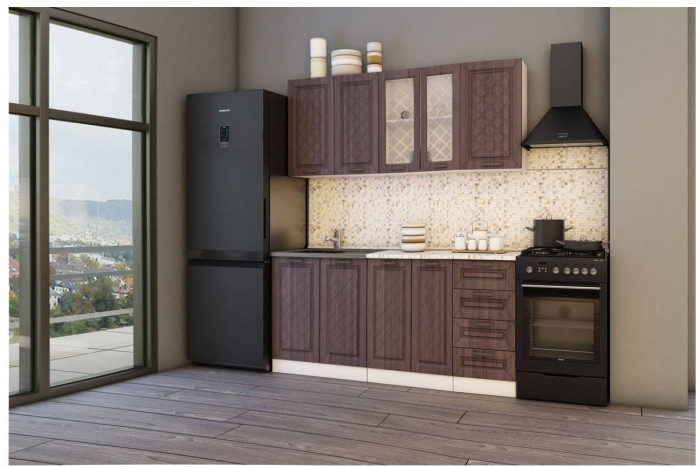 Кухня МДФ Агава 1600, Акация белая