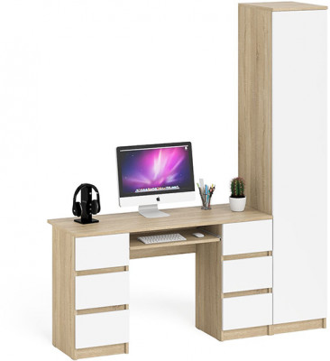 Мори Стол компьютерный МС-2 + Пенал МШ400.1, цвет дуб сонома/белый, ШхГхВ 175,8х50,4х209,6 см., универсальная сборка