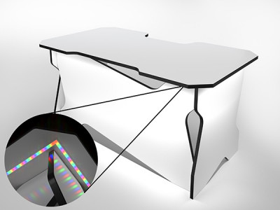 Игровой компьютерный стол RVG с подсветкой Белый/Черный 140