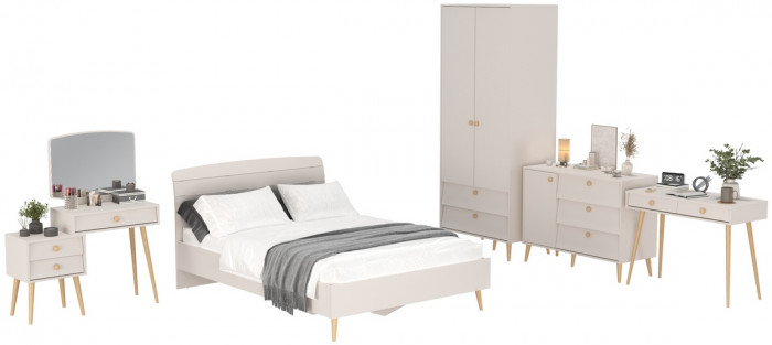 Афина Спальня 09-1400, цвет кашемир серый, сп.м. 1400х2000 мм., б/м, основание есть - фанера