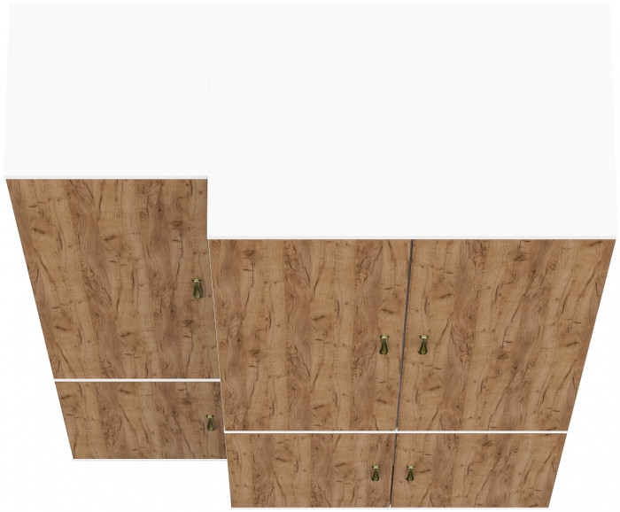 Лидер-8 Модуль Пенал МД 21Б + Шкаф МД 19Б, цвет белый шагрень/крафт золото, ШхГхВ 120х50х190 см., универсальная сборка