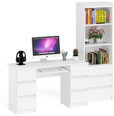 Мори Стол компьютерный МС-2 + Стеллаж МСТ600.3, цвет белый, ШхГхВ 195,8х50х179,6 см., универсальная сборка