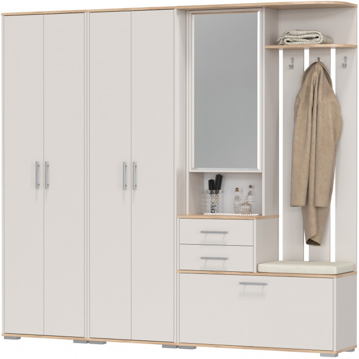 Прихожая Домино 4, дуб крафт золотой/кашемир серый