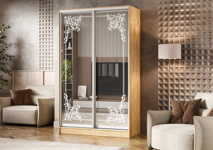 Шкаф-купе Тринити-1 (1,35 м), Дуб крафт золотой