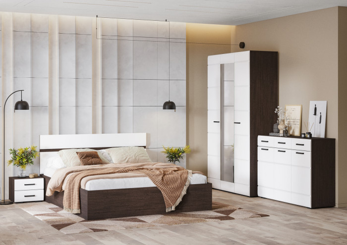 ЛИБЕРТИ ШК 04 Шкаф 4-х створчатый (1600х2100х500) Фасад МДФ БЕЛЫЙ ГЛЯНЕЦ/Корпус ВЕНГЕ