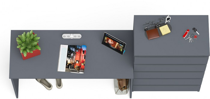 Мори Стол письменный МСП1200.1 + Комод МК700.5, цвет графит, ШхГхВ 190,8х50х114 см., универсальная сборка