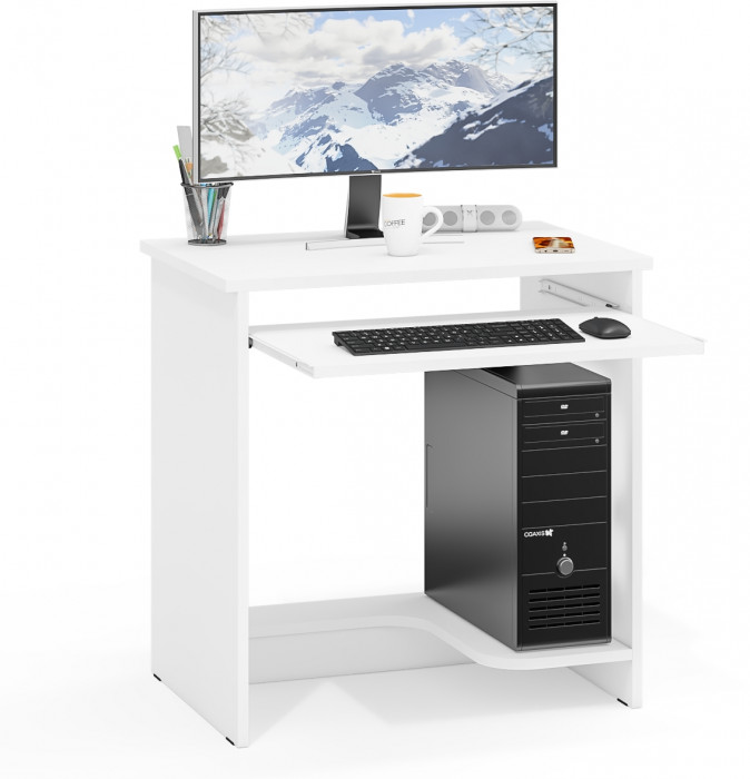 Стол компьютерный С-МД-СК11-1, цвет белый шагрень, ШхГхВ 74,6х50х75 см., НЕ универсальная сборка