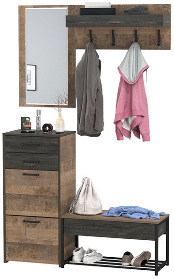 Трувор Прихожая 187, цвет дуб гранж песочный/интра, ШхГхВ 130х37х195 см., универсальная сборка