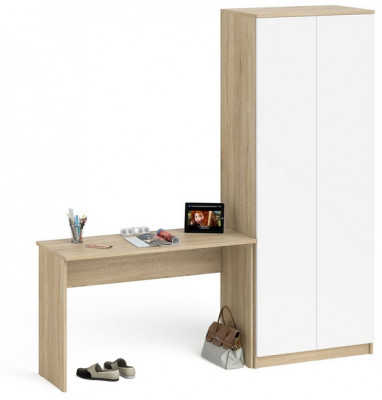 Мори письменный стол МСП1200.1 + Шкаф МШ800.1, дуб сонома/белый
