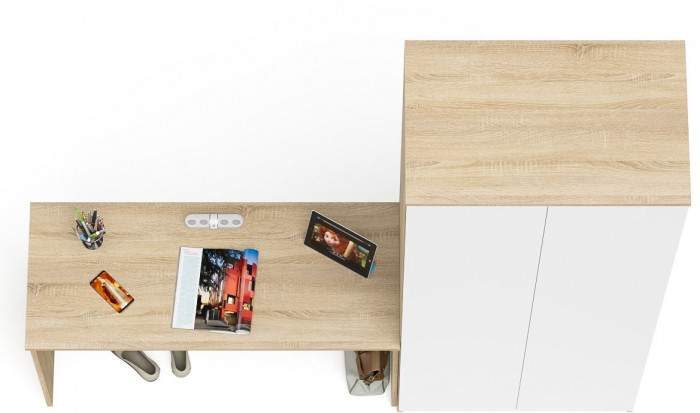 Мори письменный стол МСП1200.1 + Шкаф МШ800.1, дуб сонома/белый