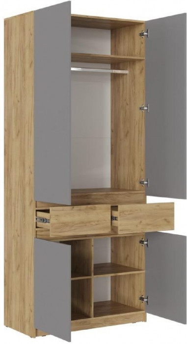 Модульная прихожая Роджина, композиция 2 (Белый глянец, Дуб Крафт Золотой)