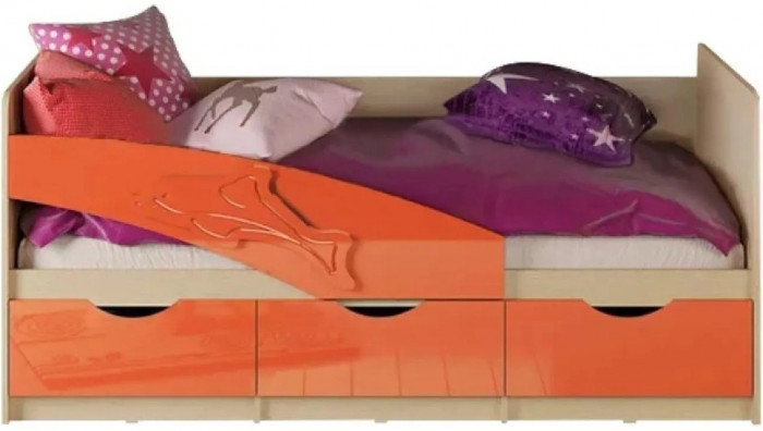 Детская кровать Дельфин 80х160 (Крафт белый, Шарли бриз)