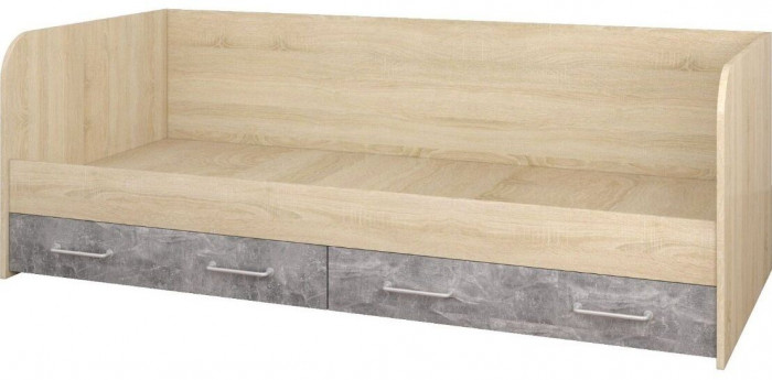 Колибри-лофт Кровать с ящиками дуб сонома/ателье светлое+акрил белый