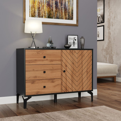 Комод  Лофт 59.02 черный/дуб вотан