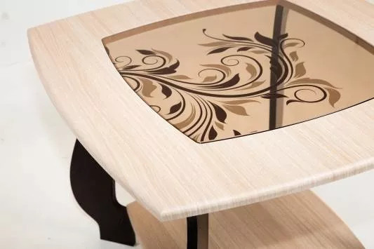 Стол журнальный СЖ-22 с рисунком Р-3 дуб/венге