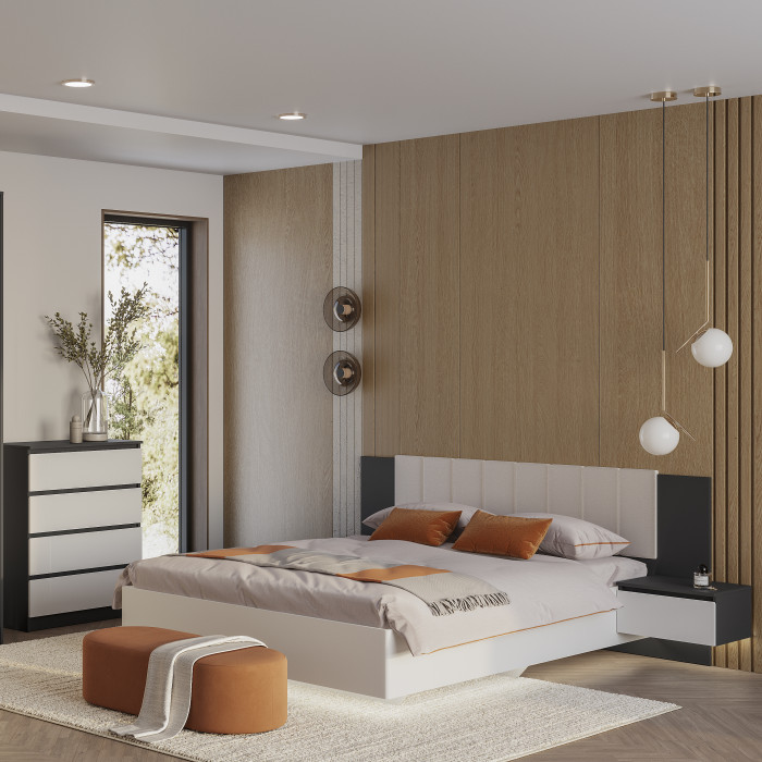 Кровать Шарм КР-18 160х200, проложки,Графит, Белый