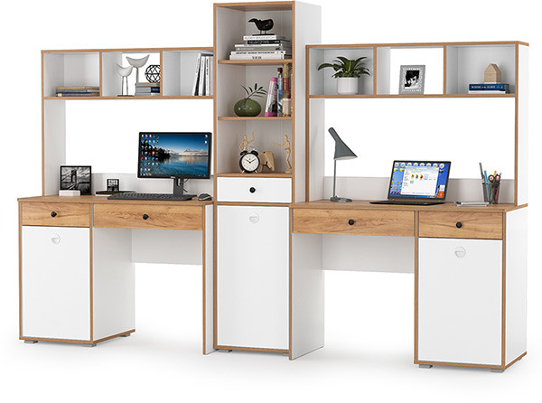 Вуди Компоновка № 13, цвет белый премиум/дуб крафт золотой, ШхГхВ 265х52,7х180,3 см., универсальная сборка