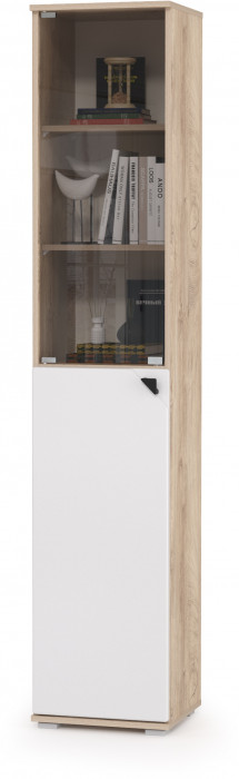 КР100 Бостон № 17, цвет дуб эндгрейн элегантный/фасады МДФ милк рикамо софт, 12.69+10.51+13.155+12.69+10.51, ШхГхВ 269х57,2х194,4 см., ун. сборка