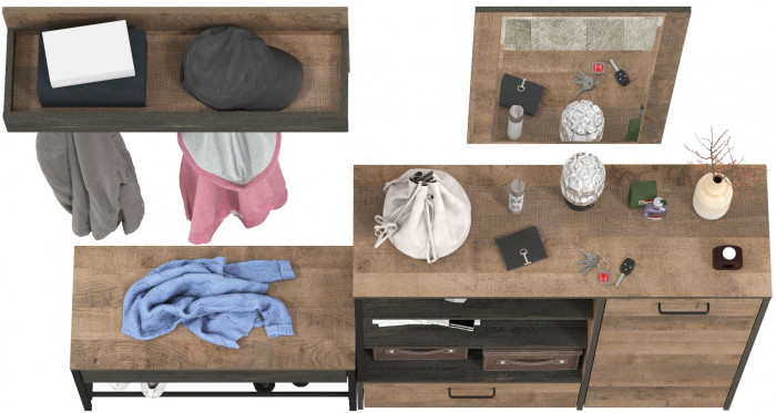 Трувор Прихожая 188, цвет дуб гранж песочный/интра, ШхГхВ 189х36,9х195 см., универсальная сборка