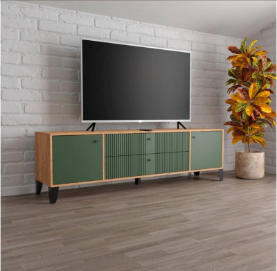 Тумба ТВ Парус-10 дуб крафт золотой/карбон дарк грин
