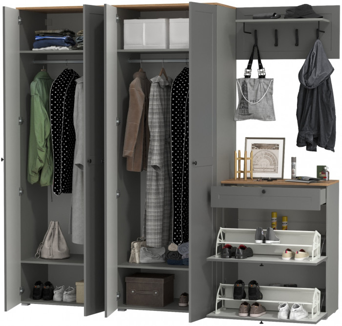 Остин Прихожая 29, серый графит/дуб крафт золотой