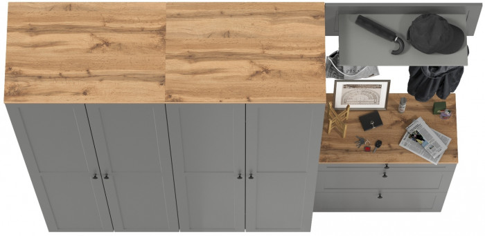 Остин Прихожая 29, серый графит/дуб крафт золотой