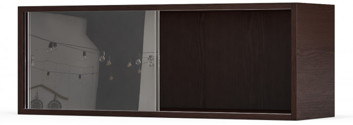 Полка книжная С-МД-КН01, цвет венге, ШхГхВ 83х25х30 см., стеклянные дверцы (целиком ВЕНГЕ !!!)