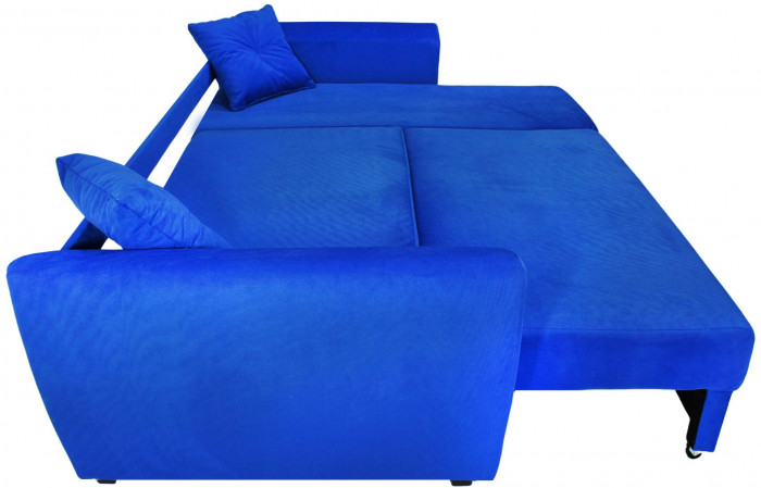 Диван-кровать угловой Амстердам Люкс, 160х200, еврокнижка, велюр, синий