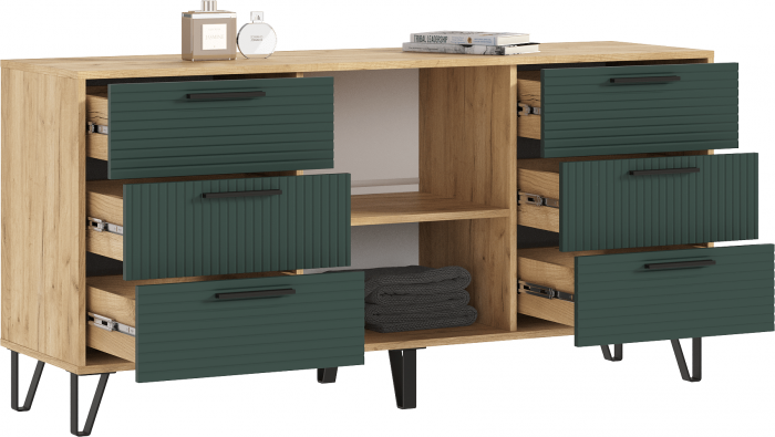 Комод Флэш Браш Мени Грин/Дуб Крафт (Крафт/Браш Мени Грин)